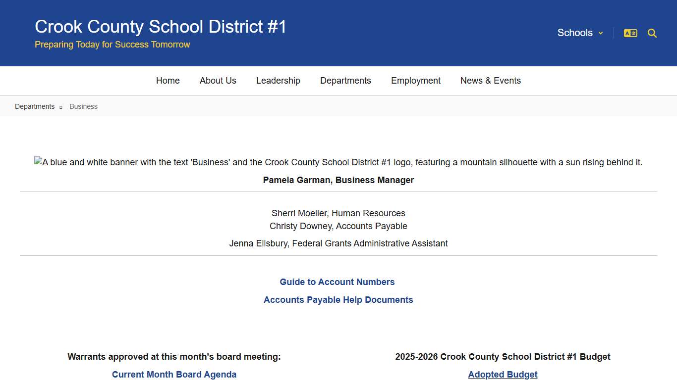 Crook County School District #1 - Business