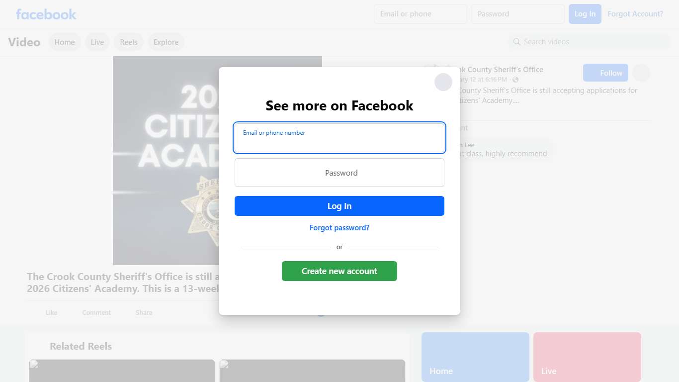 The Crook County Sheriff's Office is still accepting applications for our 2026 Citizens' Academy. This is a 13-week academy covering various topics related to your Sheriff's Office, including Patrol, Jail, Parole & Probation, Emergency Management, Marine Patrol, Criminal Law, CERT, and many more. Class begins February 18th. Space is limited, so please submit your application as soon as possible. Applications are available in person at the Sheriff's Office. If you have any questions, please conta
